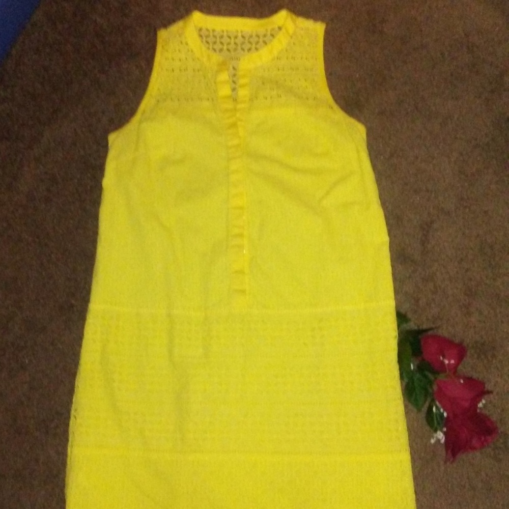 Ann Taylor Loft Yellow Crochet Dress Size 10